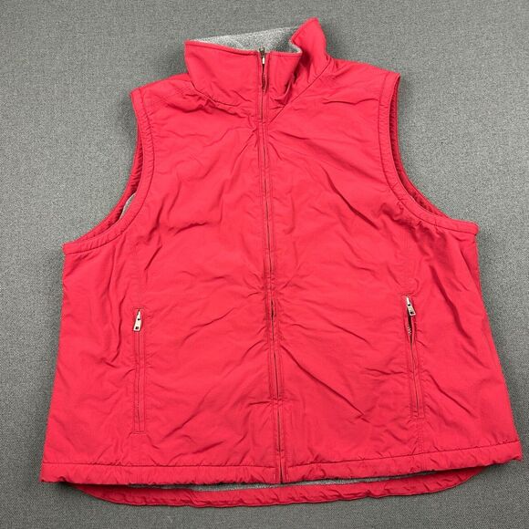 Vintage L.L. Bean Vest Women's 2X Red Fleece Lined Plus Size Nylon‎ Full Zip - Picture 1 of 7